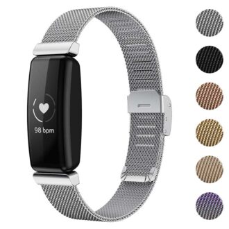 fb.m135.ss Gallery Silver StrapsCo Stainless Steel Mesh Watch Band Strap for Fitbit Inspire 2