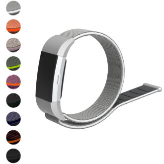 Fb.ny6.22.7 Gallery White & Grey StrapsCo Woven Nylon Watch Band Strap For Fitbit Charge 2