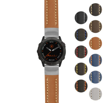 g.f6.st23 Gallery Tan & White StrapsCo Heavy Duty Mens Leather Watch Band Strap 20mm