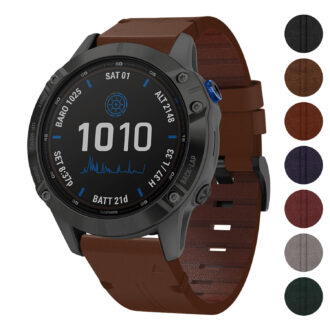 g.l11 Gallery Brown Genuine Italian Leather Watch Band Strap for Garmin Fenix 6X