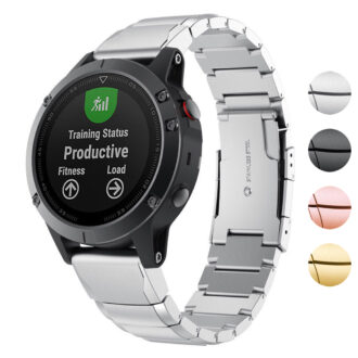 g.m10 Gallery Stainless Steel Flat Link Bracelet for Garmin QuickFit 22 Devices