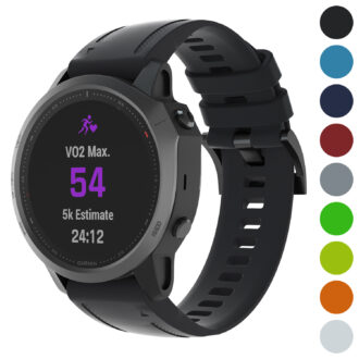 G.r52.1 Gallery Black StrapsCo QuickFit 20 Silicone Rubber Watch Band Strap For Garmin Fenix 6S