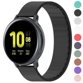 g.r57.18 Gallery Black StrapsCo Silicone Strap for Garmin Venu 2S Vivomove 3S Vivoactive 4S
