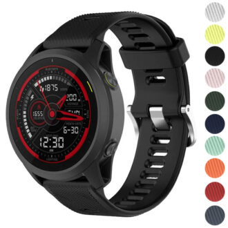 g.r62 Gallery Black StrapsCo Silicone Strap for Garmin Forerunner745 Rubber Watch Band