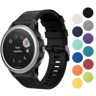 g.r71 Gallery Black StrapsCo Silicone Strap for Garmin Fenix 5S Rubber Watch Band
