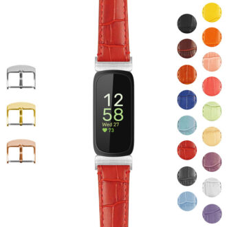 st20 Red Gallery StrapsCo Crocodile Watch Band Strap For Fitbit Inspire 3